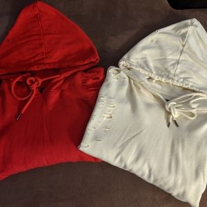 2 Distressed Hooded Shirts